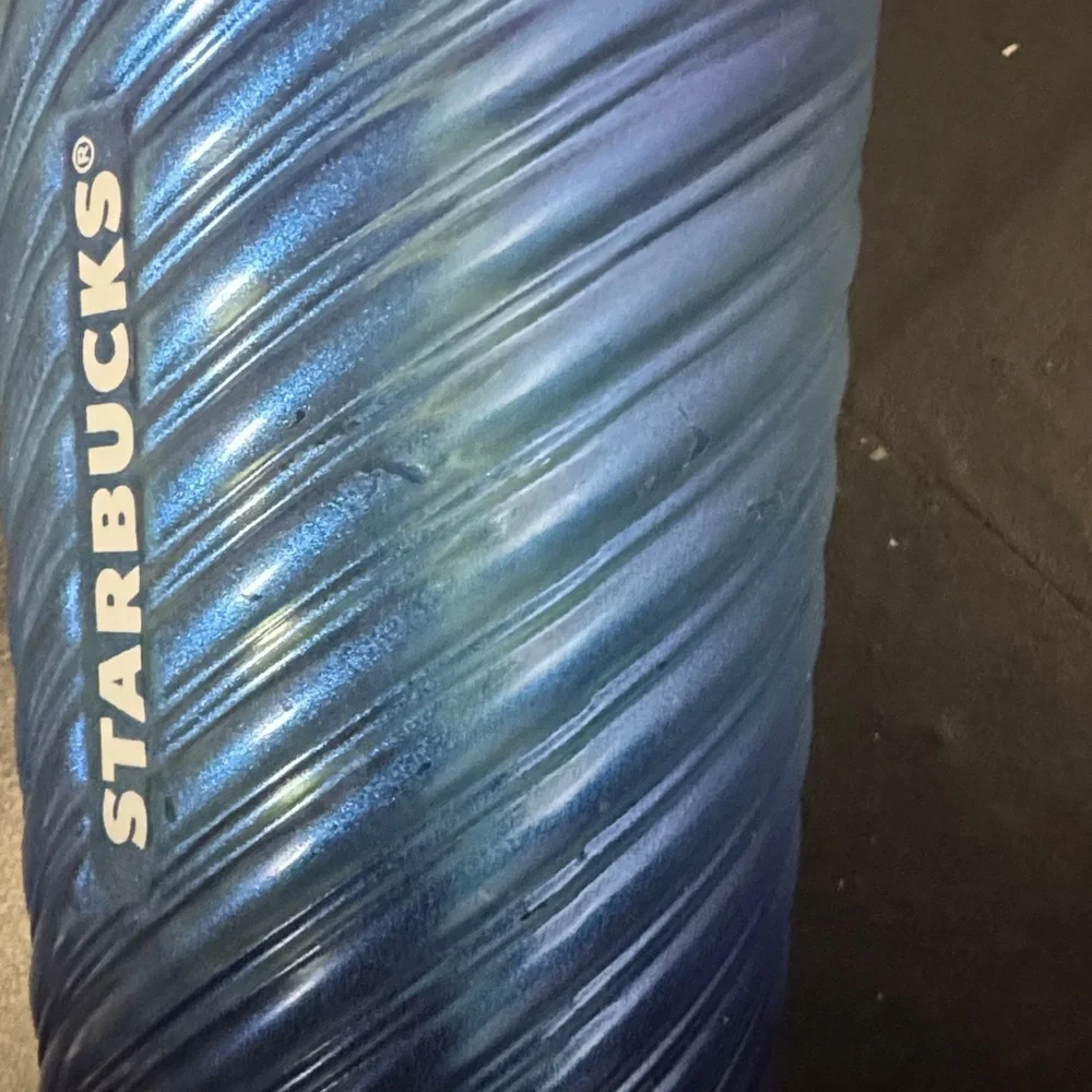 Starbucks glass Iridescent Blue Tumbler with Straw